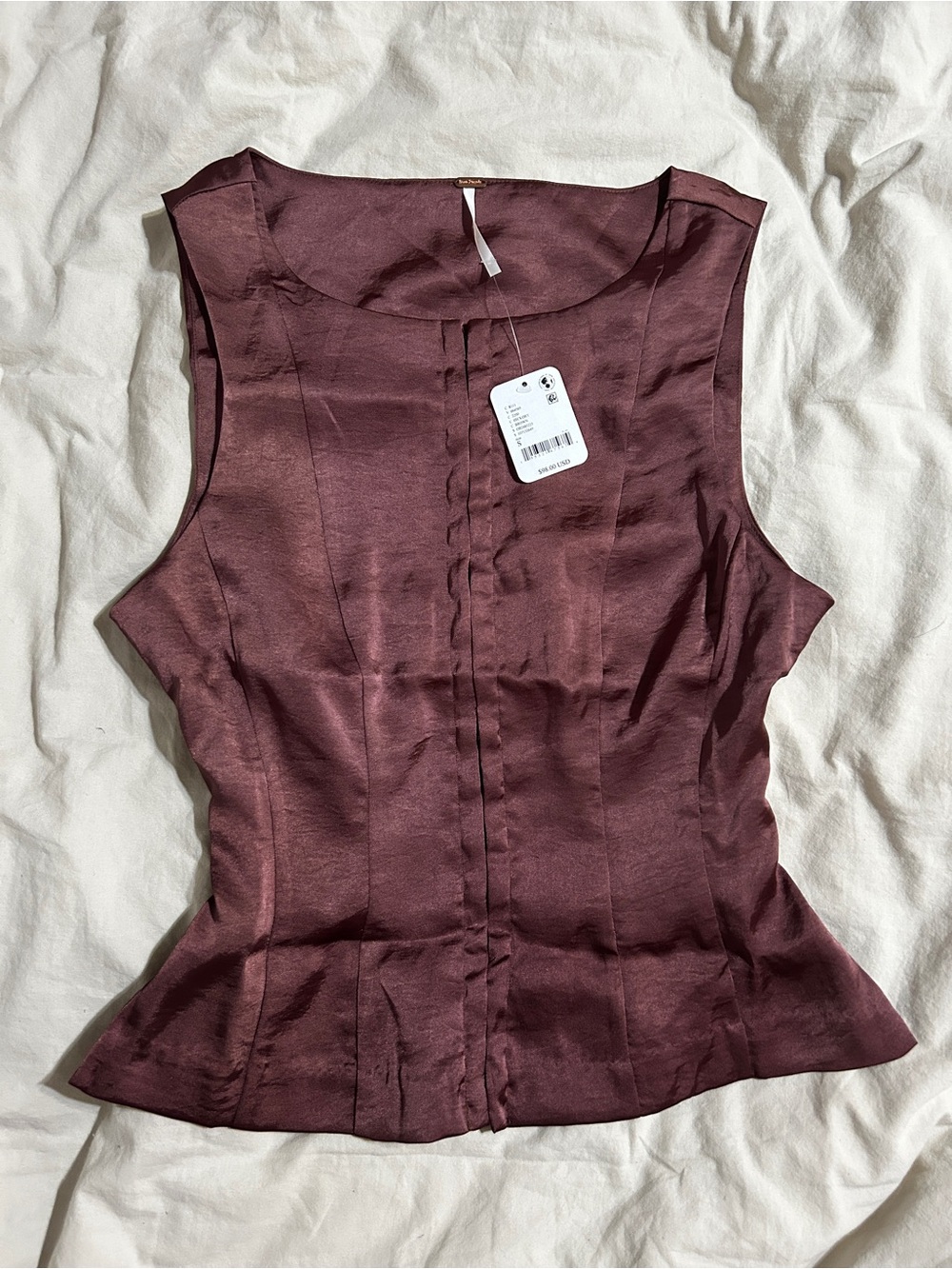 Free People Sleeveless Peplum Top in Burgundy Size Small NWT